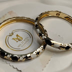 Minamal Black white kada bangle set