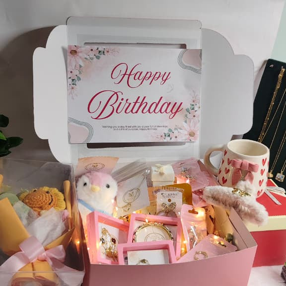 Mega Birthday  hamper [ Transparent Pink Box]